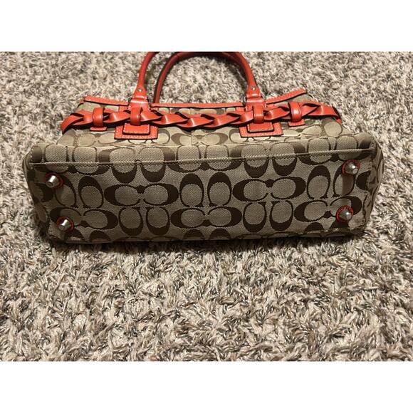 Authentic Y2K Coach Hampton Signature Orange Braided Handbag Satchel Purse - Picture 2 of 16